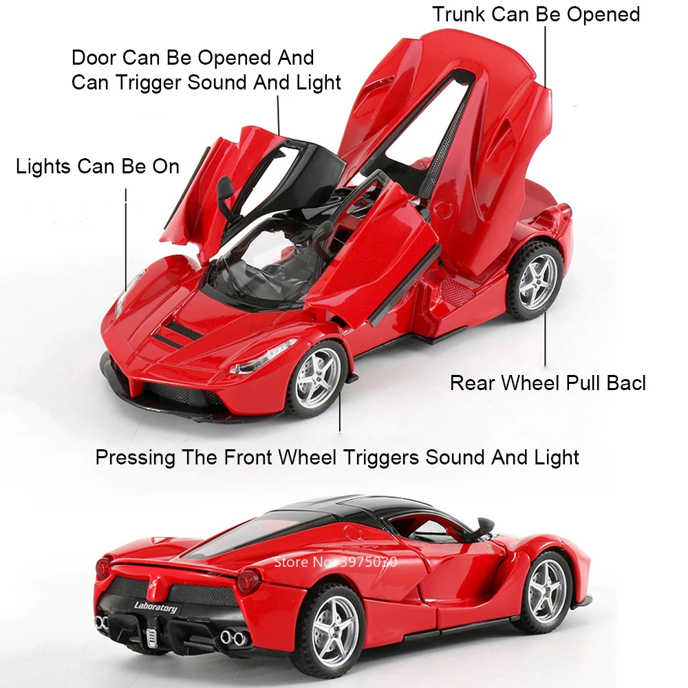 Red Miniature Sports Car Model 1:32 Diecast 2 Red Miniature Sports Car Model 1:32 Diecast - Image 2