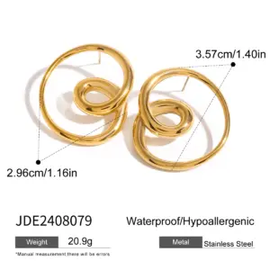 Stainless Steel Gold Spiral Hoop Earrings 15 S26985e32cbd141b19346f4efc9eb8e05z