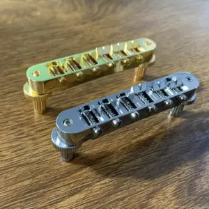 Jazz Guitar Tune-O-Matic Bridge in Gold & Chrome