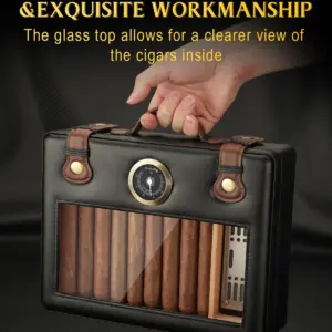 Travel Cigar Humidor with Glass Top 9 S26c695e199844d9282fbe8fed5698912t