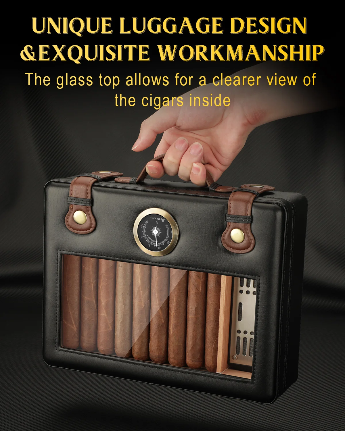 Travel Cigar Humidor with Glass Top 3 Travel Cigar Humidor with Glass Top - Image 3