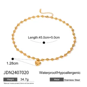 Gold Stainless Steel Necklace with Heart Pendant 12 S26f19b440e7b4fdb9146124416797249B