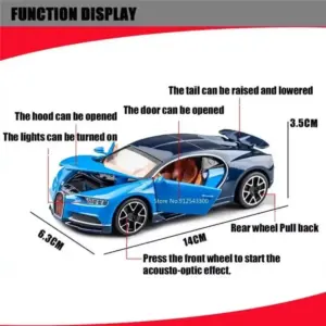 Blue Bugatti Chiron Diecast Model 1:32 Scale 12 S2707423df4ee402ebdf68bd96ed4a0eeW