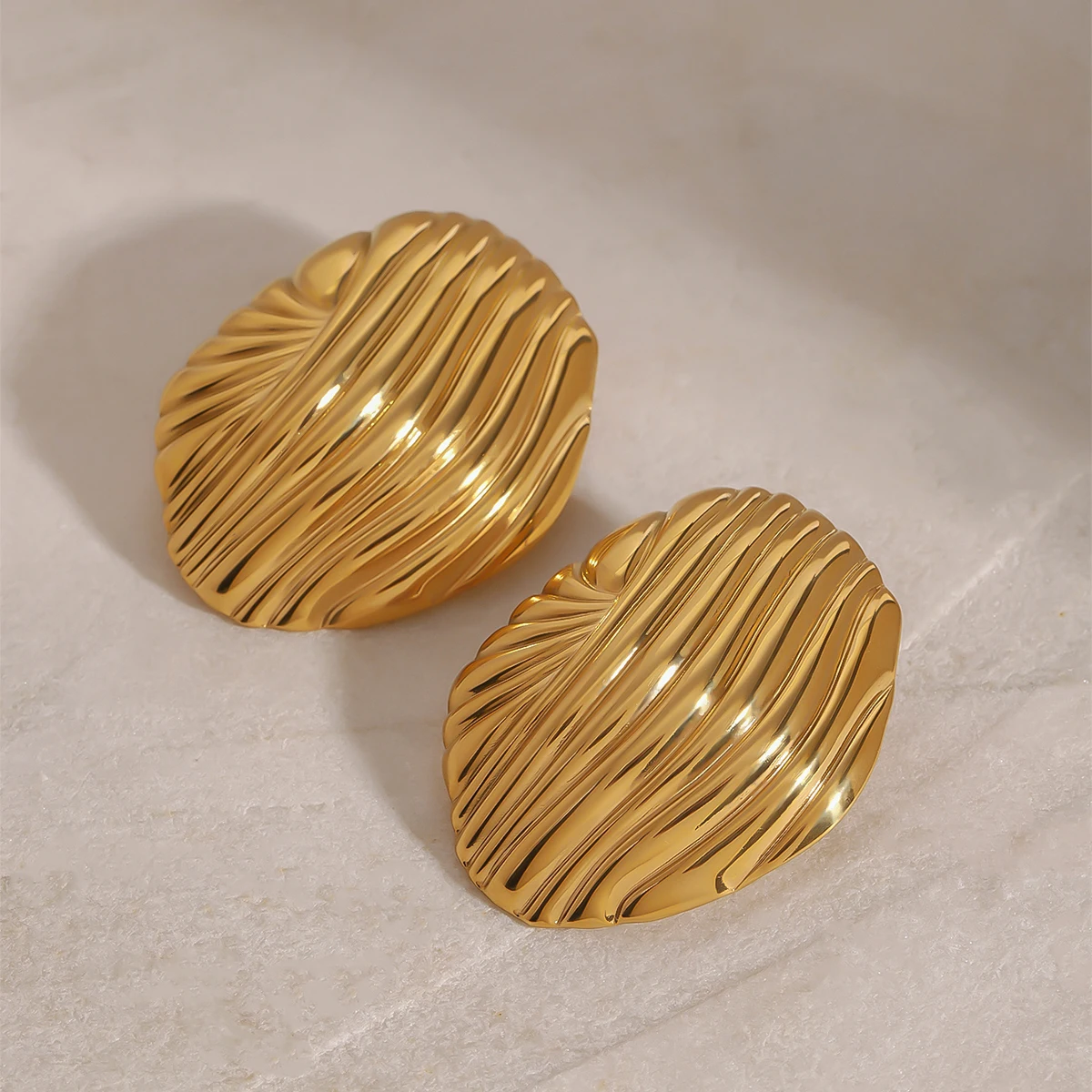 Gold Stainless Steel Circular Earrings 4 Gold Stainless Steel Circular Earrings - Image 4