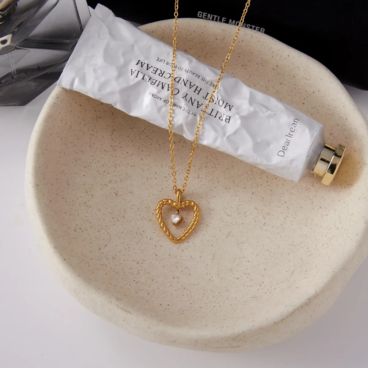 Elegant Gold Stainless Steel Heart Necklace 6 Elegant Gold Stainless Steel Heart Necklace - Image 6