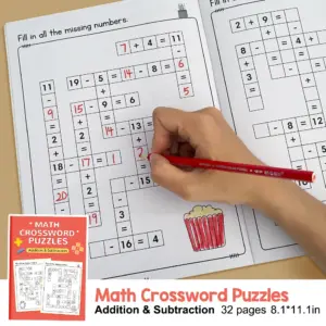 Math Crossword Puzzle Set for Kids 5-8