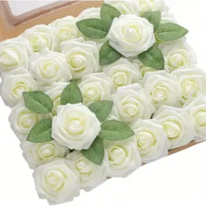 Artificial White Rose Arrangement Set of 32