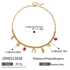 Gold Stainless Steel Layered Necklace with Charms 15 S275f9ef9fa5946de954fb541190242b2E
