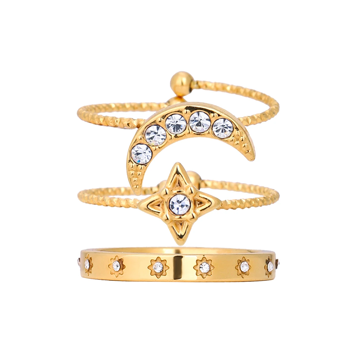 Multi-Layered Stainless Steel Women's Ring Set 1 Multi-Layered Stainless Steel Women's Ring Set