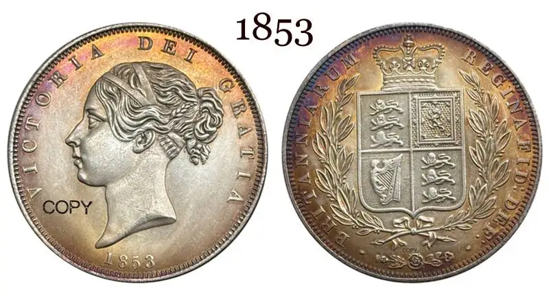 British Half Crown Coin Replica, 1840s-1850s 8 British Half Crown Coin Replica, 1840s-1850s - Image 8