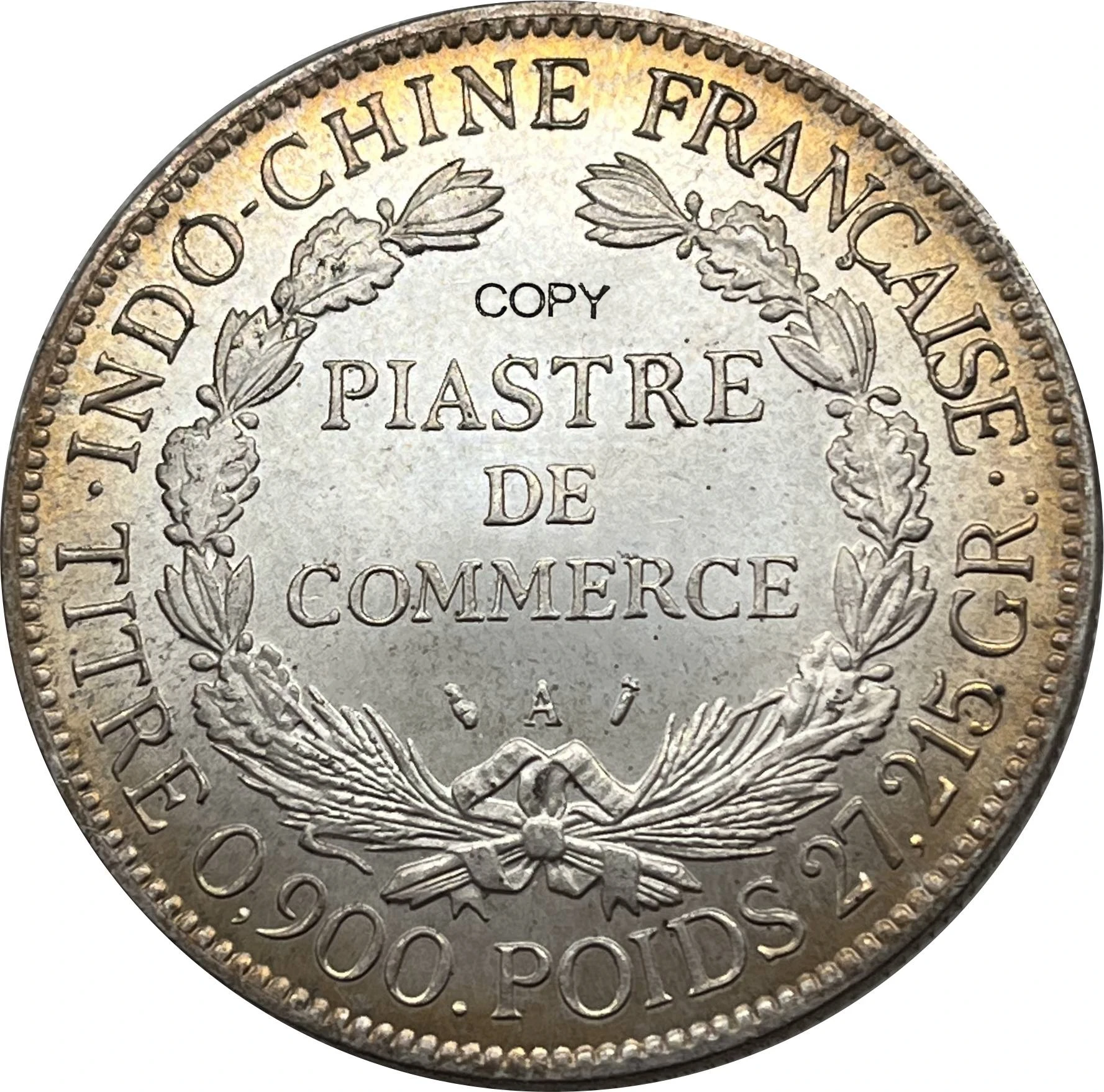 French Indochina 1890 Piastre Replica Coin 2 French Indochina 1890 Piastre Replica Coin - Image 2