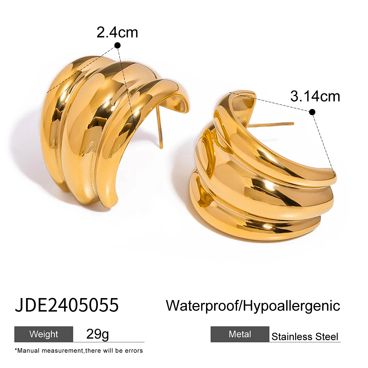 Gold-Toned Stainless Steel Earrings Collection 8 Gold-Toned Stainless Steel Earrings Collection - Image 8