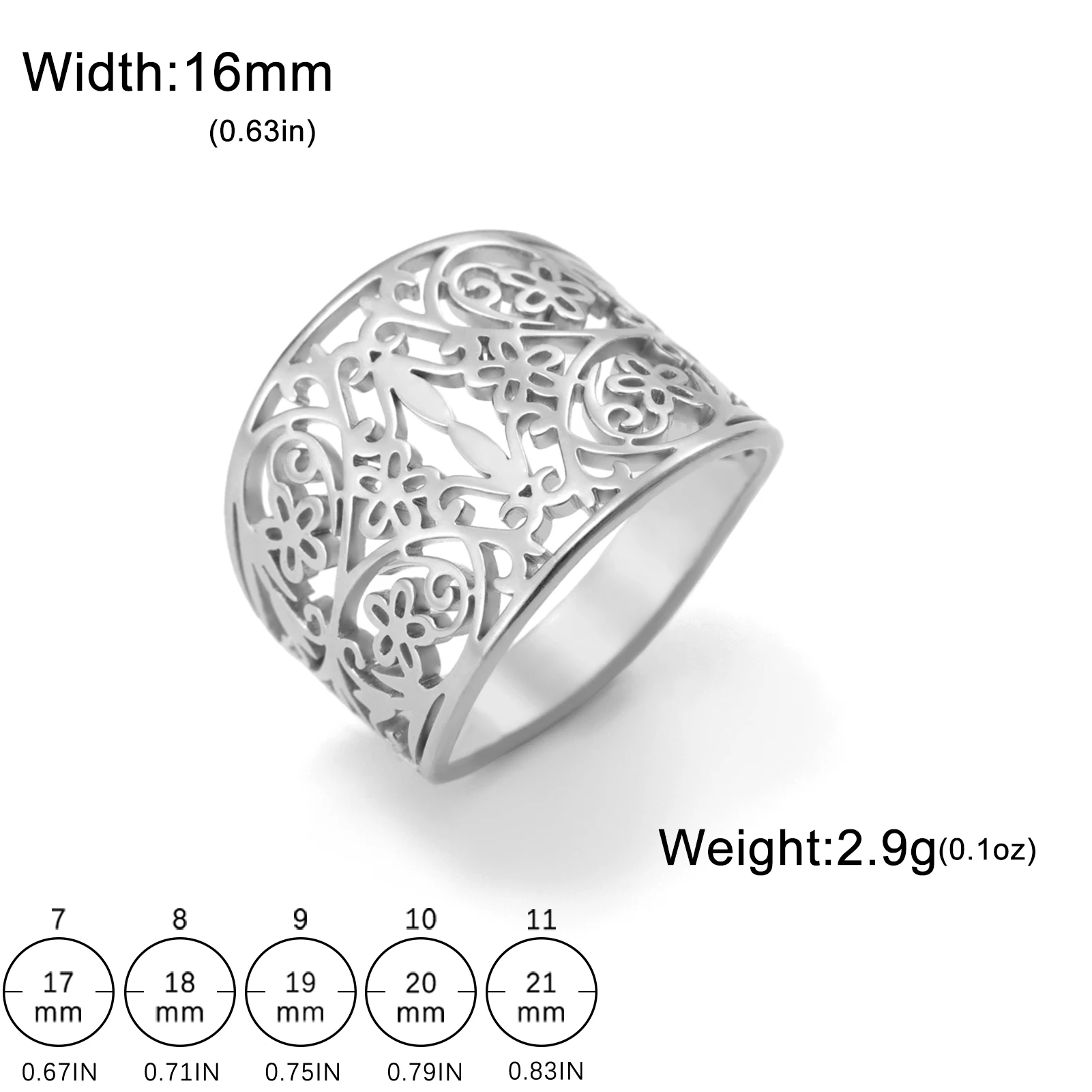 Vintage Stainless Steel Filigree Wide Ring 7 Vintage Stainless Steel Filigree Wide Ring - Image 7