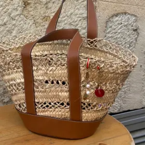 Woven Summer Tote Bag with Charms