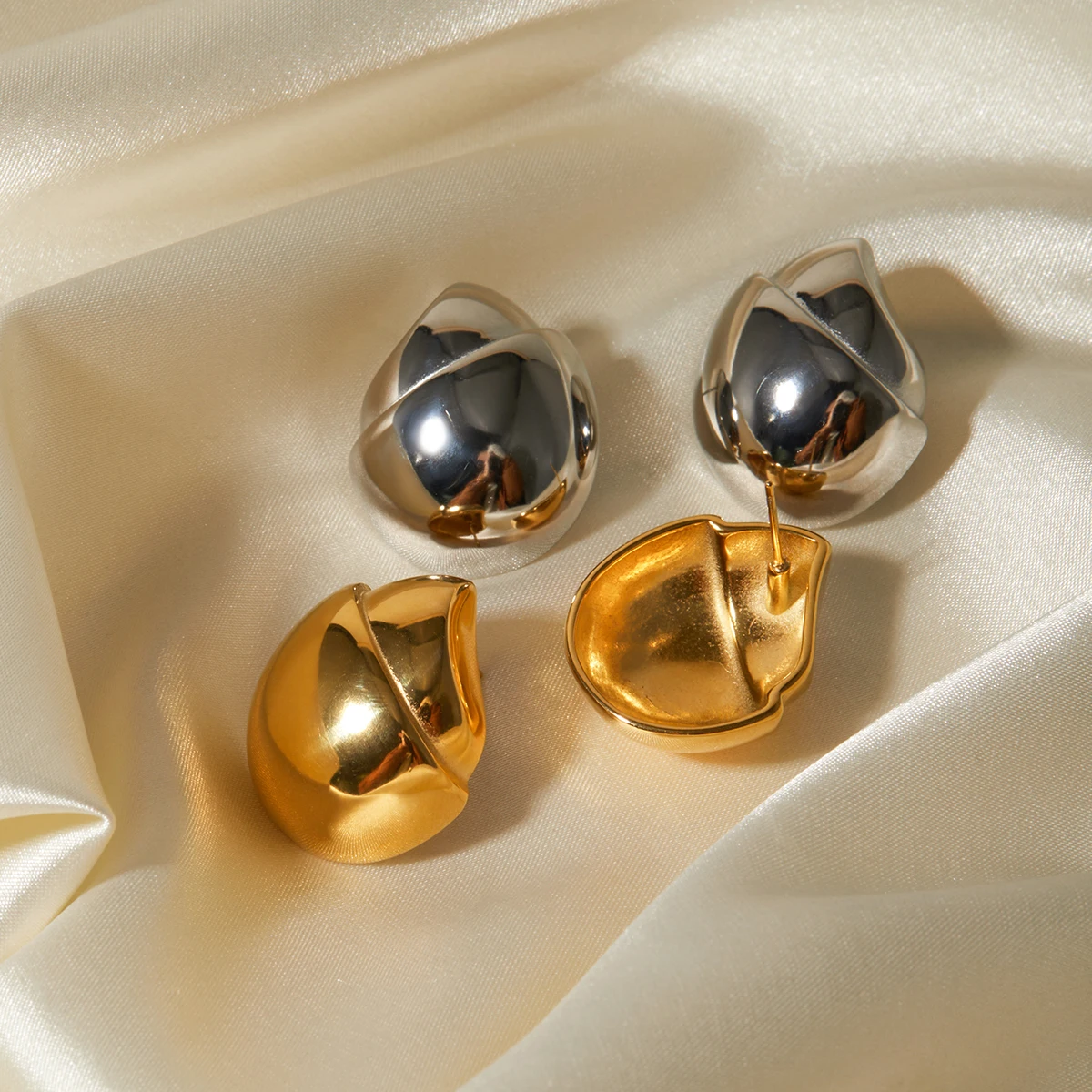 Gold Hazelnut Stainless Steel Earrings for Women 4 Gold Hazelnut Stainless Steel Earrings for Women - Image 4