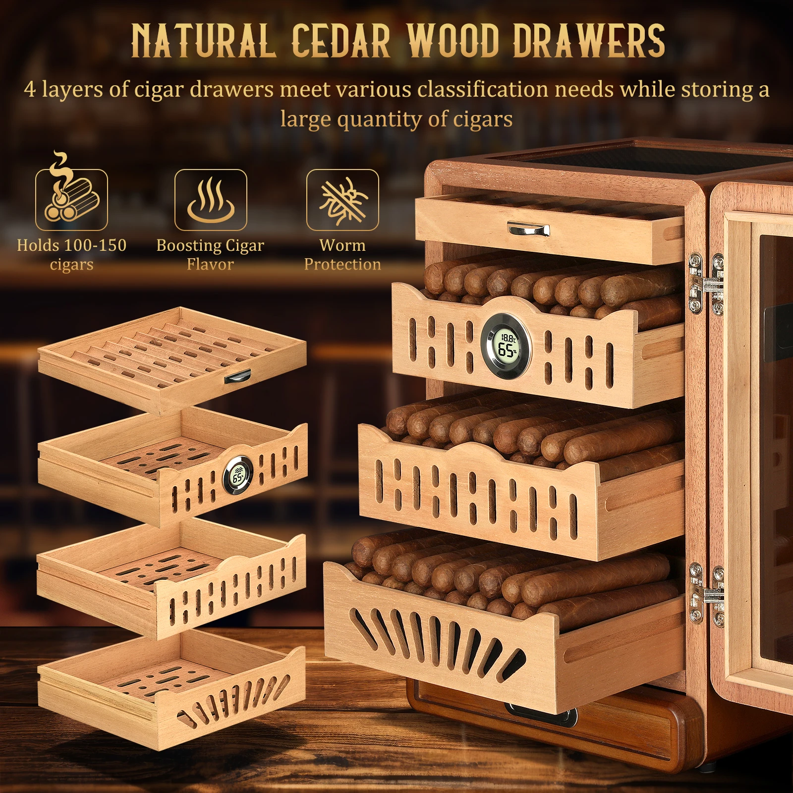 Elegant Cigar Humidor Cabinet for Collectors 4 Elegant Cigar Humidor Cabinet for Collectors - Image 4