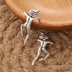 Silver 3D Human Figure Clip Earrings 9 S28931340e2f6494a982b1cb6e665fff8F