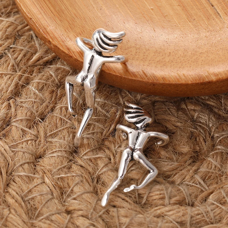 Silver 3D Human Figure Clip Earrings 4 Silver 3D Human Figure Clip Earrings - Image 4