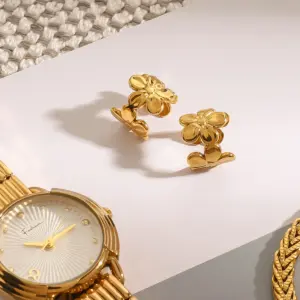 Stainless Steel Floral Clip Earrings 11 S28af09bb428246f29f1d135167d4b41fN