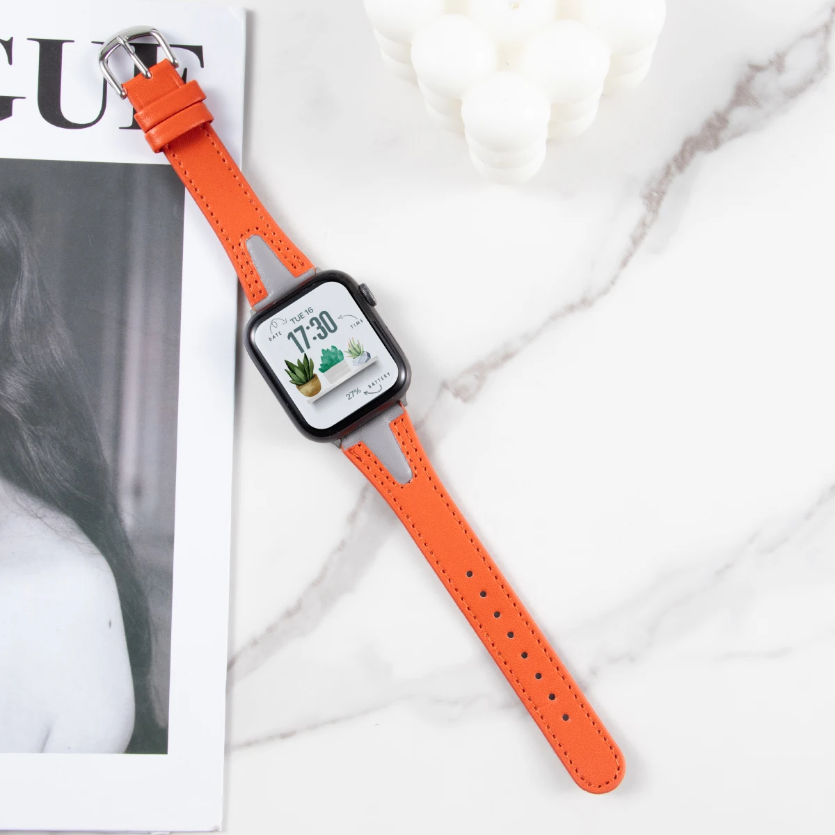 Two-Tone Leather Strap for Apple Watch Models 10 Two-Tone Leather Strap for Apple Watch Models - Image 10