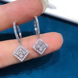 Square Sterling Silver Earrings with Cubic Zirconia 7 S28d2bc1b07d64382b79ca9609120a2e5B