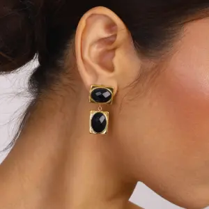 Vintage Gold and Black Stainless Steel Earrings 9 S28d72167c6994945819a32d76f037c85h