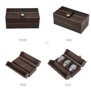 Coffee Leather Watch Case with 3 Slots 12 S28e14be985864d1f8e221e3021e68a9cR