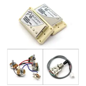 LP-style Silver Humbucker Pickup Set with Wiring Harness 7 S28e2701572f14c29a0262f5dfb1e8d06V