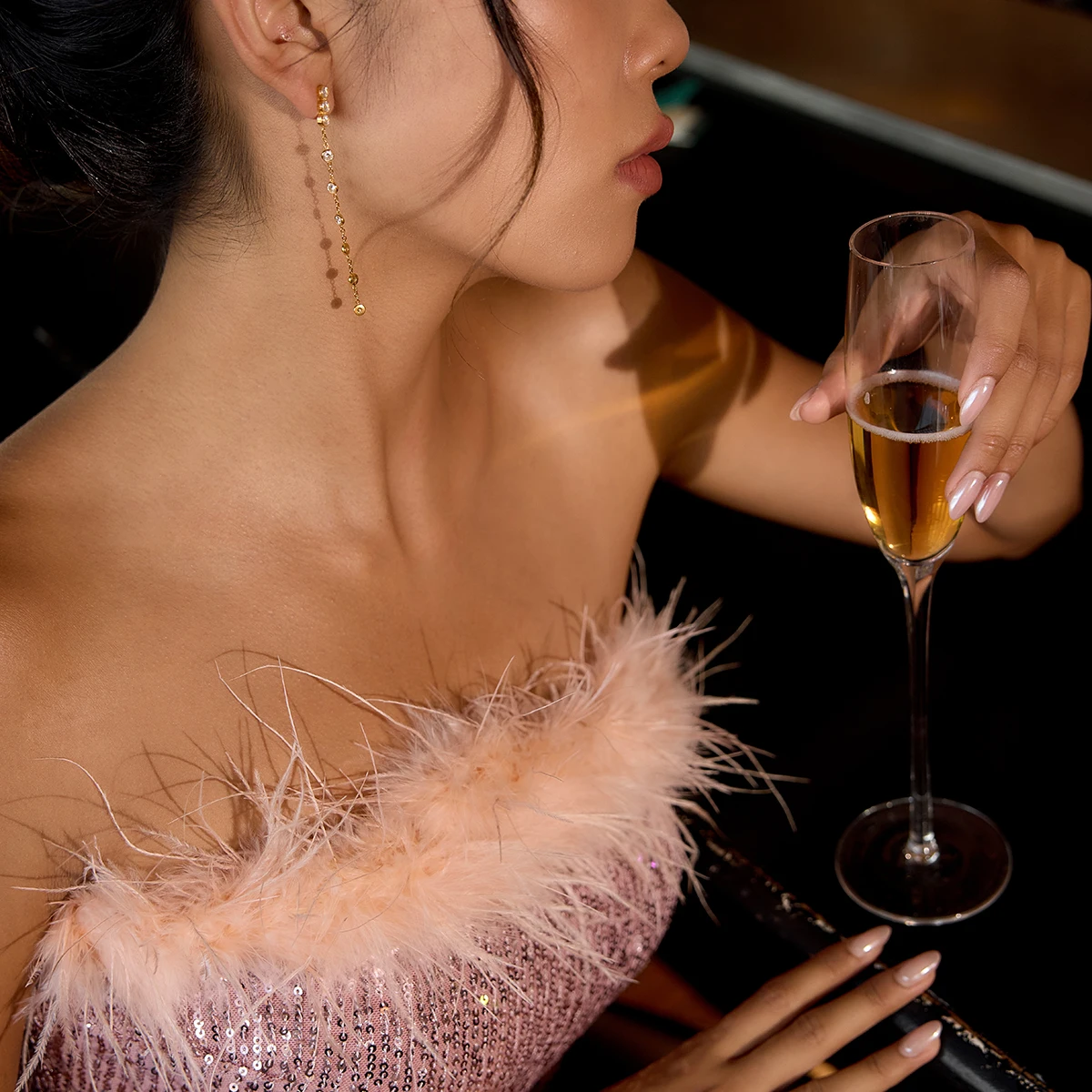 Stainless Steel Gold-Tone Drop Earrings 4 Stainless Steel Gold-Tone Drop Earrings - Image 4