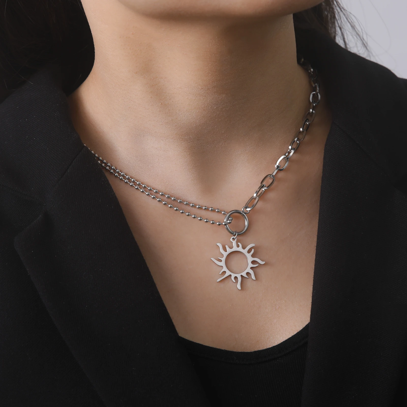 Stainless Steel Sun Totem Necklace for Women 9 Stainless Steel Sun Totem Necklace for Women - Image 9