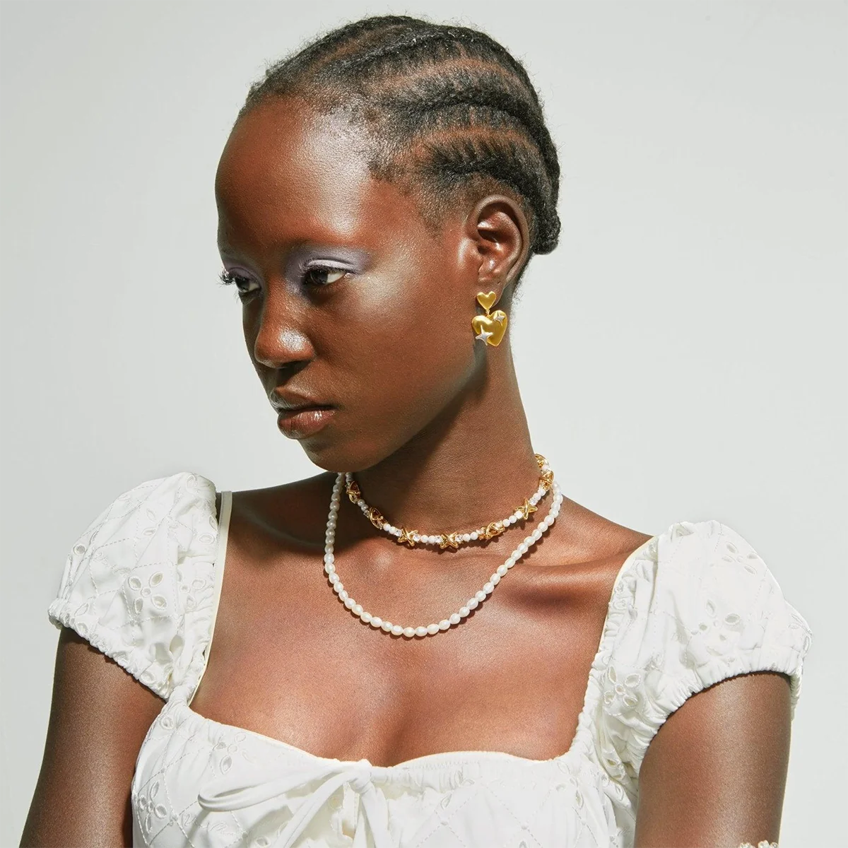 Stainless Steel Gold Drop Hoop Earrings 2 Stainless Steel Gold Drop Hoop Earrings - Image 2