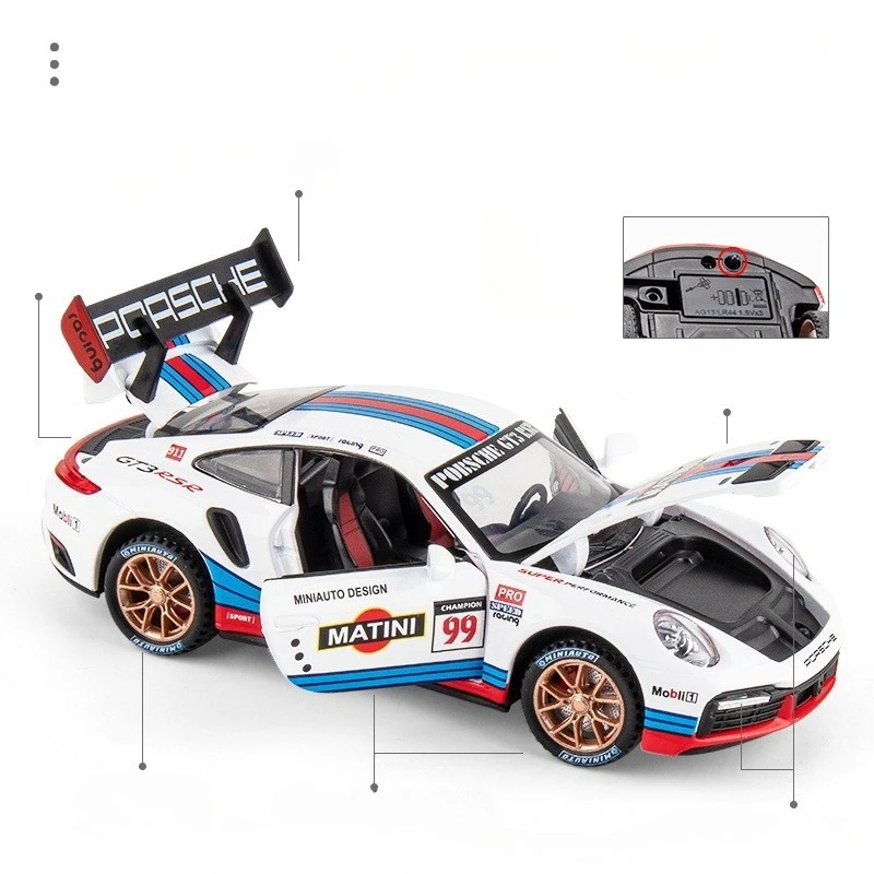 1:32 Porsche 911 GT3 RSR Model with Sound and Lights 3 1:32 Porsche 911 GT3 RSR Model with Sound and Lights - Image 3