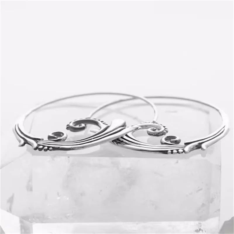 Vintage Sea Wave Hoop Earrings for Women 3 Vintage Sea Wave Hoop Earrings for Women - Image 3
