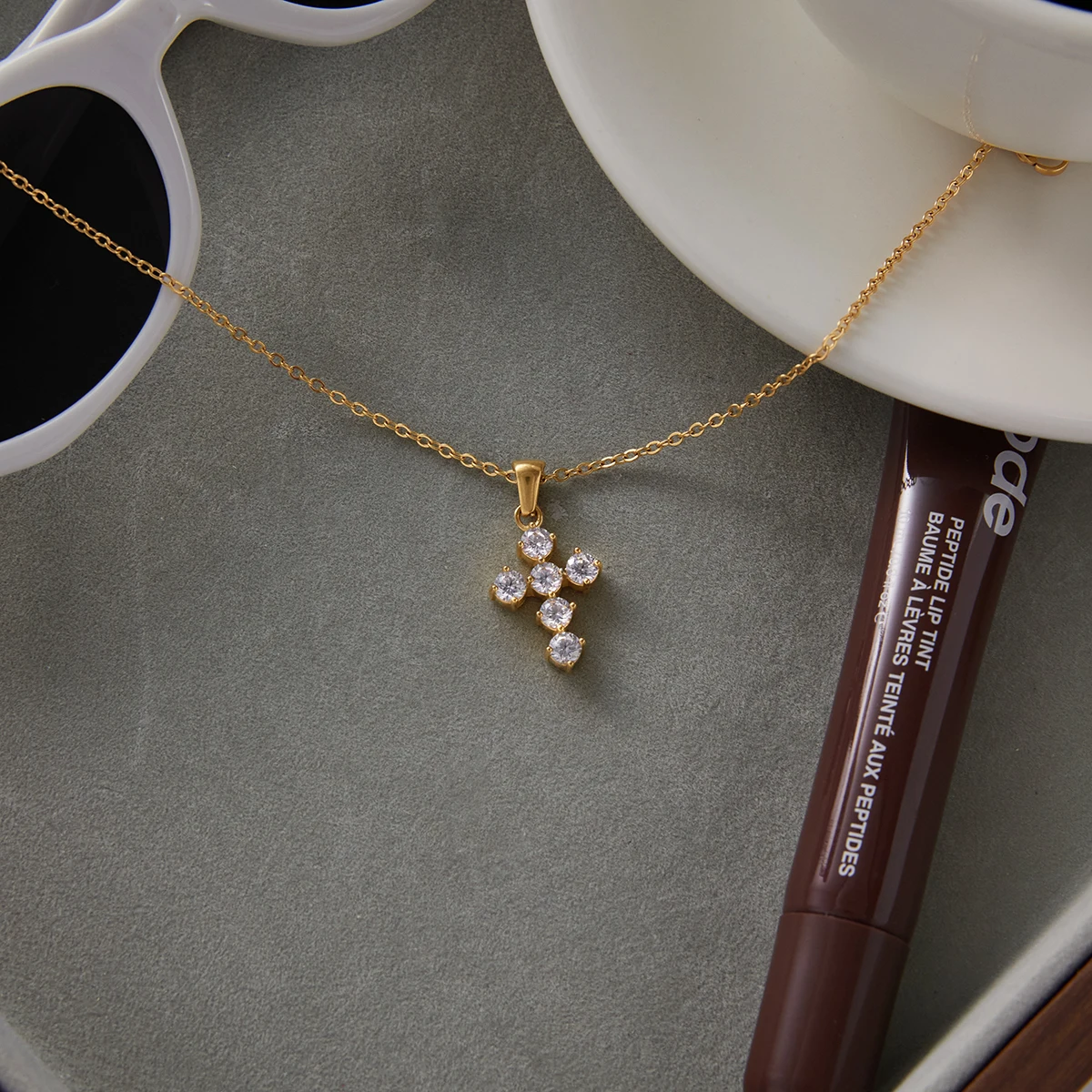 Stainless Steel Gold Cross Necklace JDN0307035 4 Stainless Steel Gold Cross Necklace JDN0307035 - Image 4