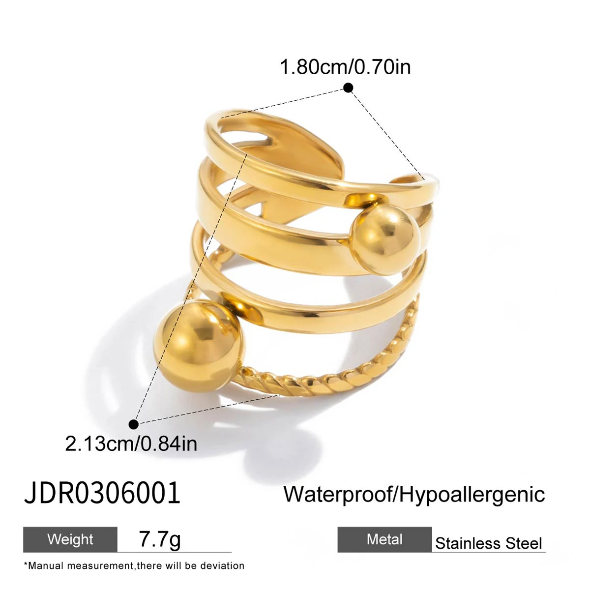 Elegant Gold Stainless Steel Multi-Layer Ring Set 7 Elegant Gold Stainless Steel Multi-Layer Ring Set - Image 7
