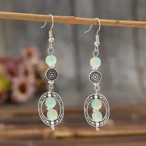 Bohemian Silver Drop Earrings with Green Stones 6 S2919f7b45df144d0a63f081eb1b9b133w