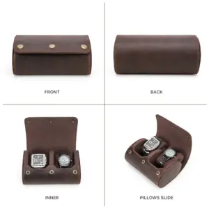 Vintage Leather Travel Watch Case for 2 Watches 11 S292461b6b17b4a1c9e8f48483d151075J