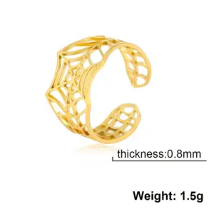 Stainless Steel Web Ring with Gold Plating 13 S294f509a17f149618f3f0dca05fe29f6M