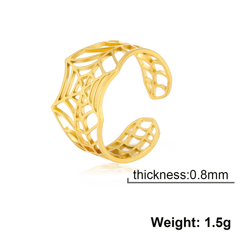 Stainless Steel Web Ring with Gold Plating 6 Stainless Steel Web Ring with Gold Plating - Image 6