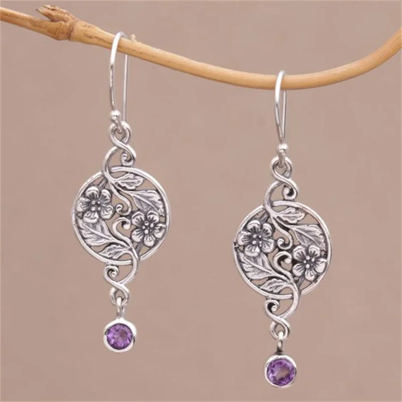Elegant Flower Leaf Geometric Earrings 2 Elegant Flower Leaf Geometric Earrings - Image 2
