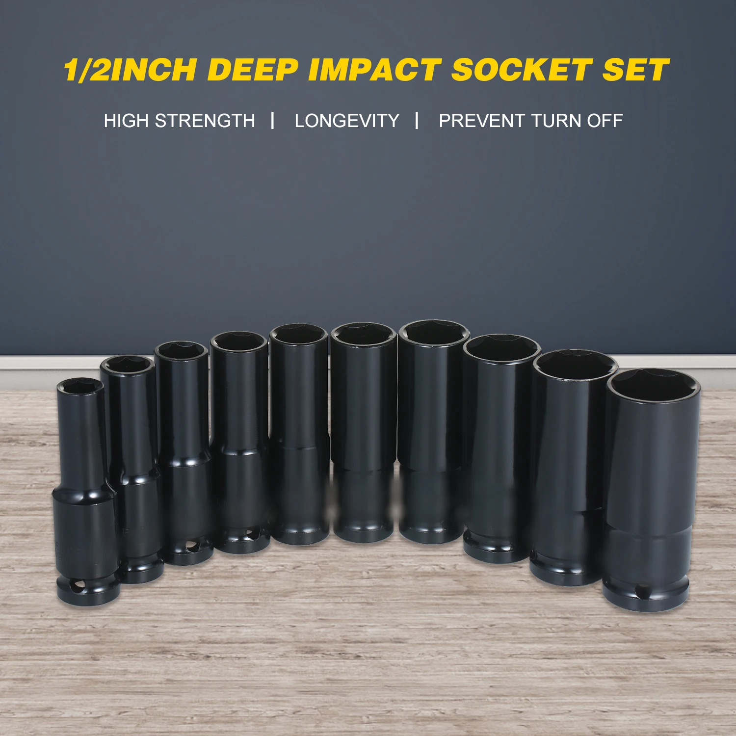 Professional 10-Piece 1/2 Inch Impact Socket Set 4 Professional 10-Piece 1/2 Inch Impact Socket Set - Image 4