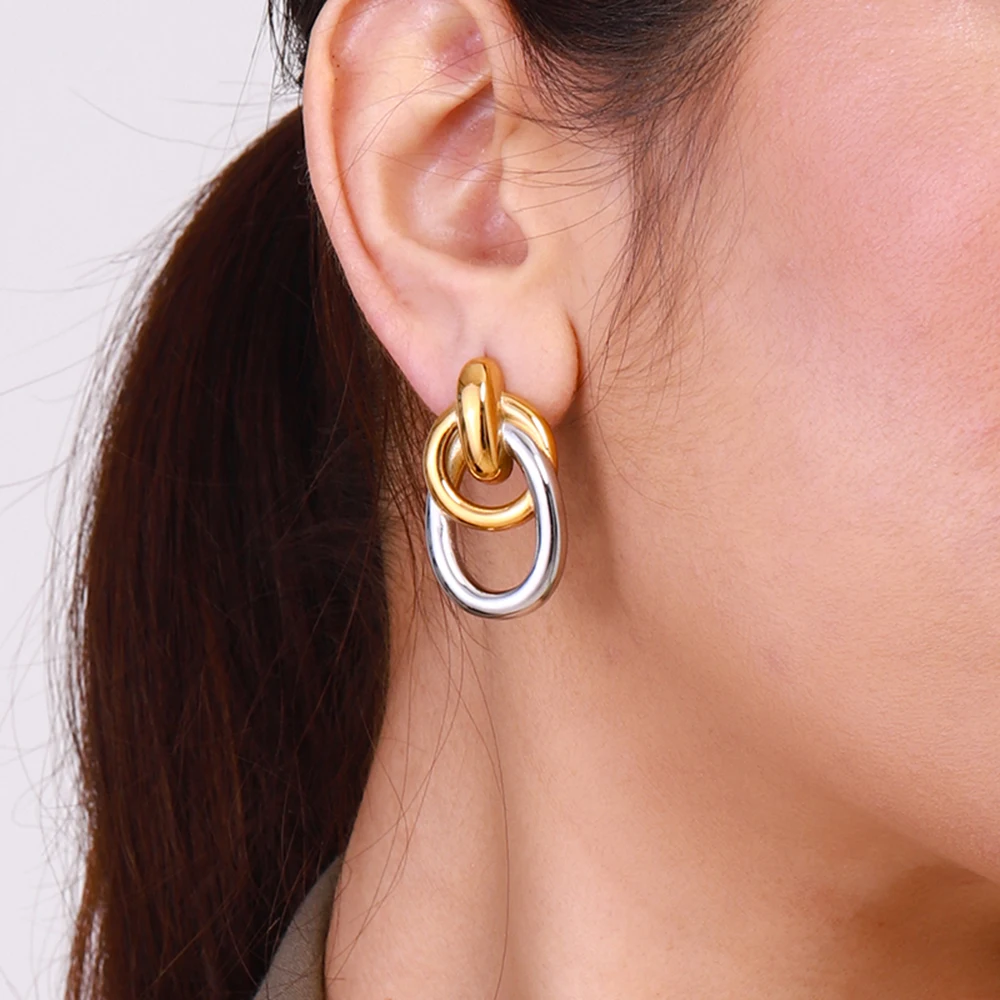 Modern Geometric Stainless Steel Earrings 2 Modern Geometric Stainless Steel Earrings - Image 2