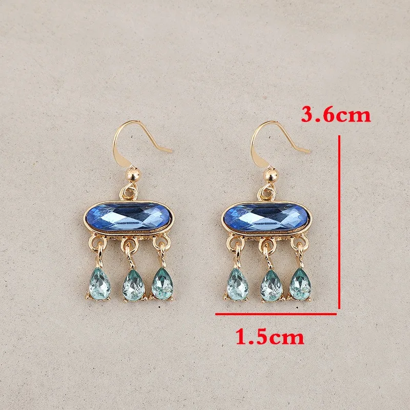 Elegant Oval Blue Stone Earrings for Women 4 Elegant Oval Blue Stone Earrings for Women - Image 4