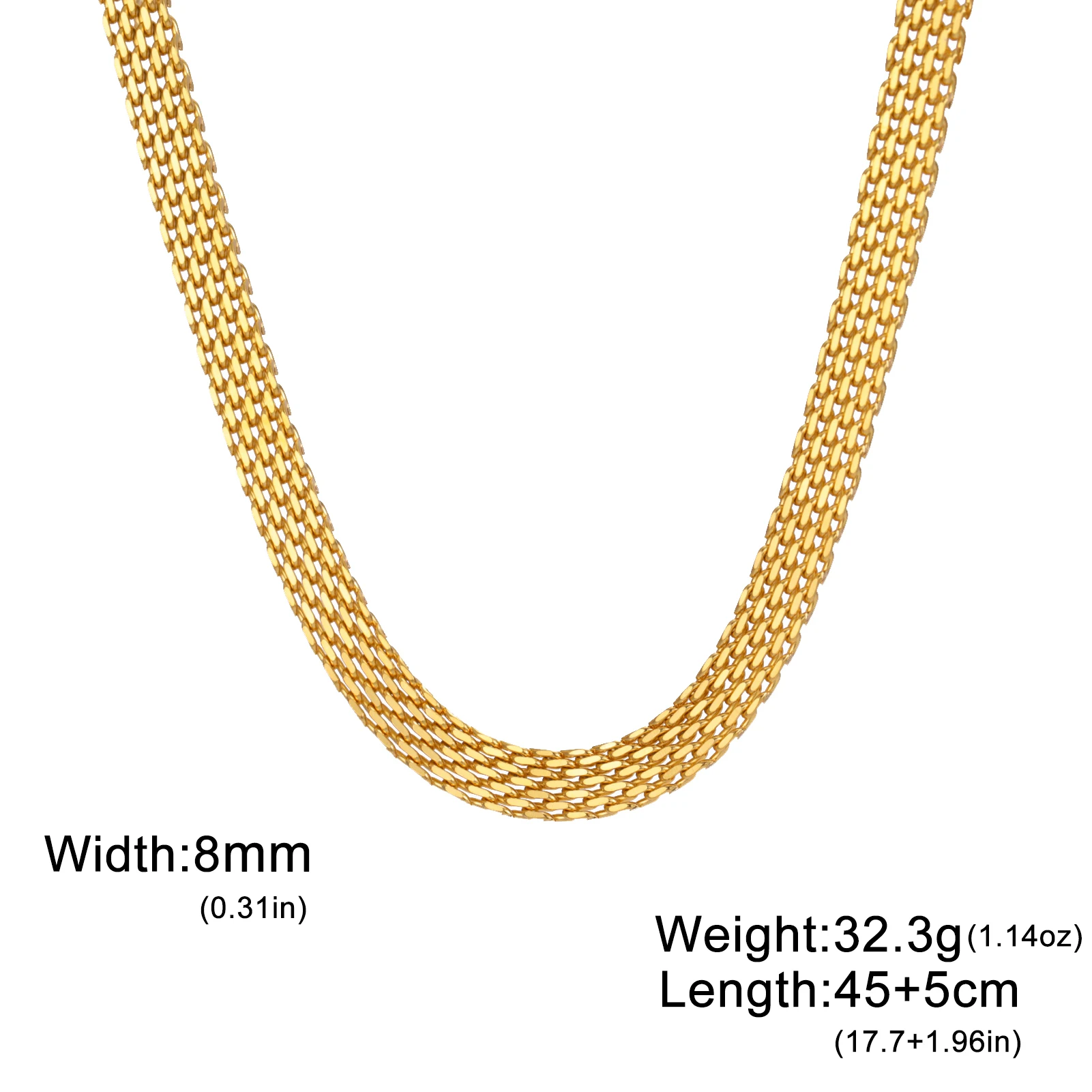 Gold-Tone Stainless Steel Chain Necklace for Women 9 Gold-Tone Stainless Steel Chain Necklace for Women - Image 9