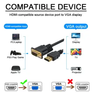 HDMI to VGA Adapter Cable 1.8m with Gold Plated Connectors 7 S29d9723ca6344c758bce59571d4a46f24