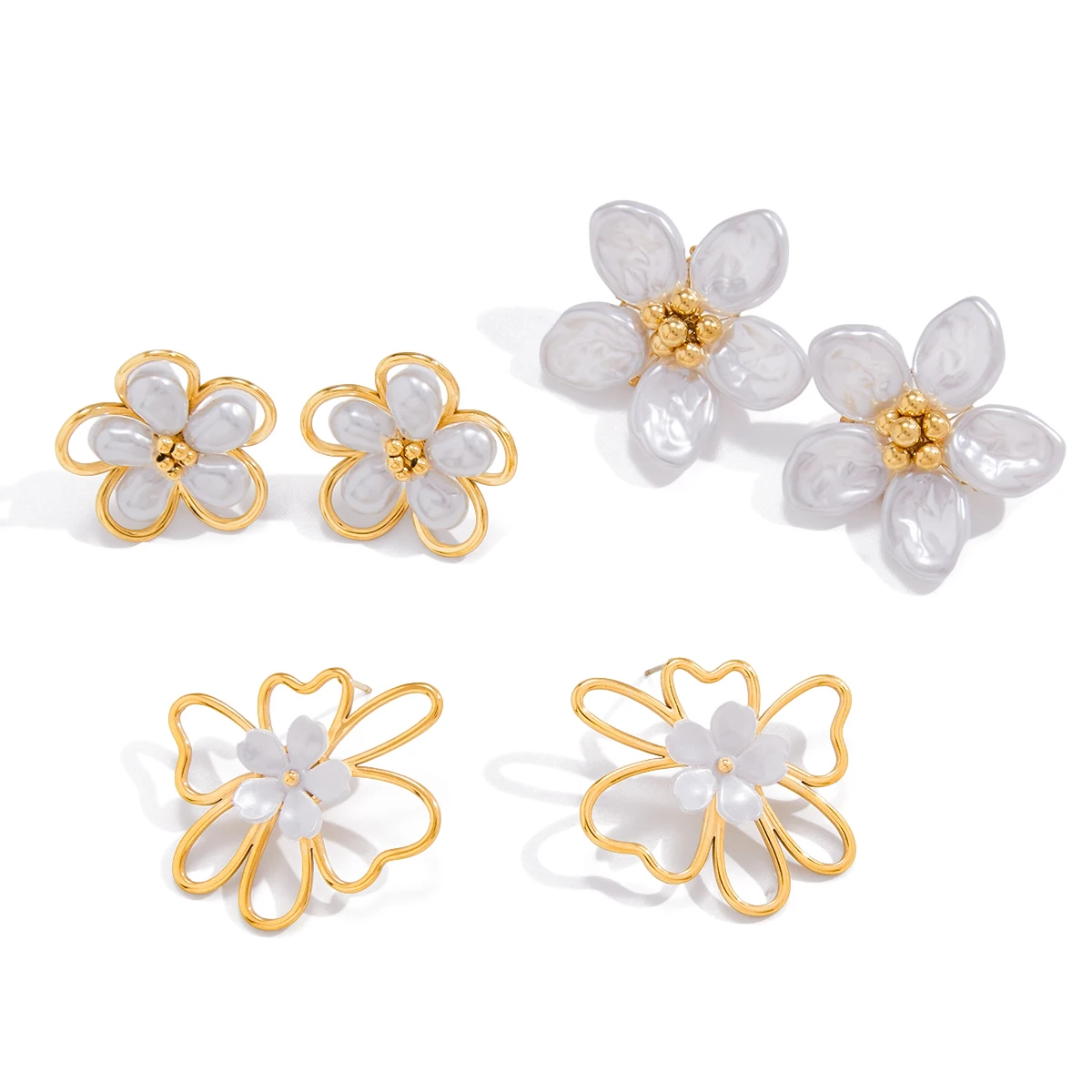 Floral Stainless Steel Earrings Set 1 Floral Stainless Steel Earrings Set