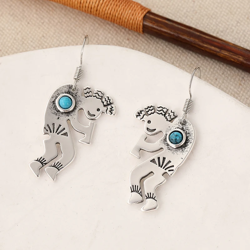 Vintage Zebra Earrings with Imitation Turquoise 5 Vintage Zebra Earrings with Imitation Turquoise - Image 5