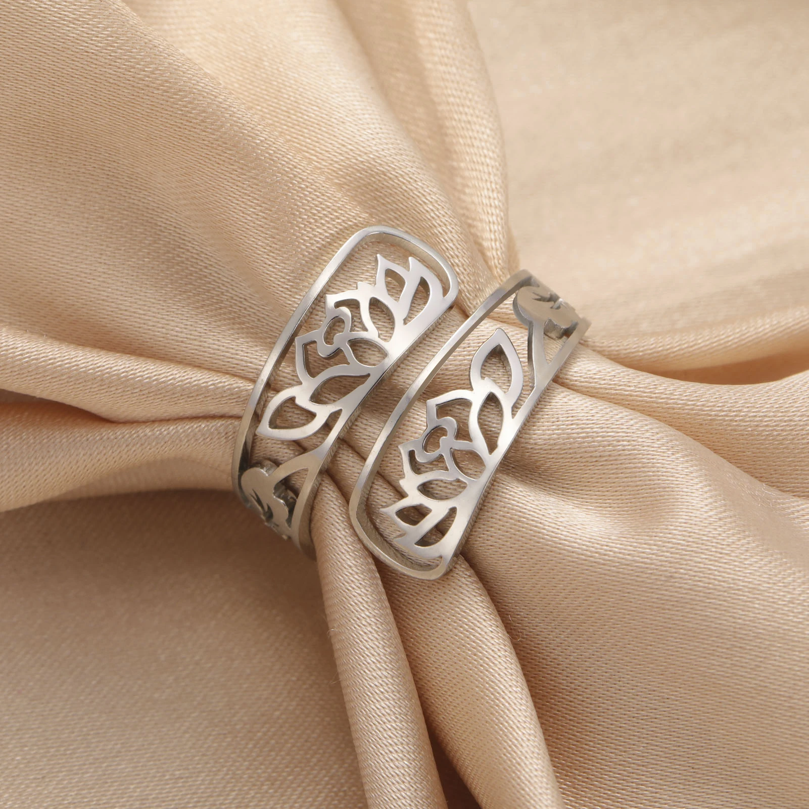 Elegant Lotus Flower Adjustable Women's Ring 4 Elegant Lotus Flower Adjustable Women's Ring - Image 4