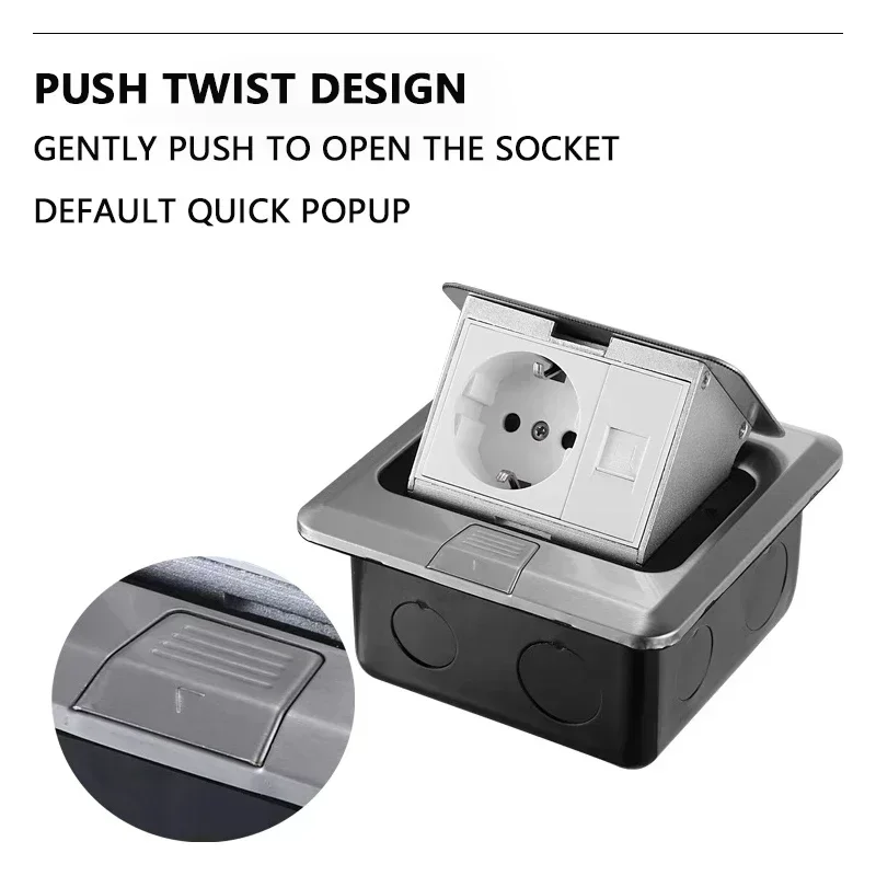 Pop-Up Floor Socket 120x120mm Silver or Gold 4 Pop-Up Floor Socket 120x120mm Silver or Gold - Image 4