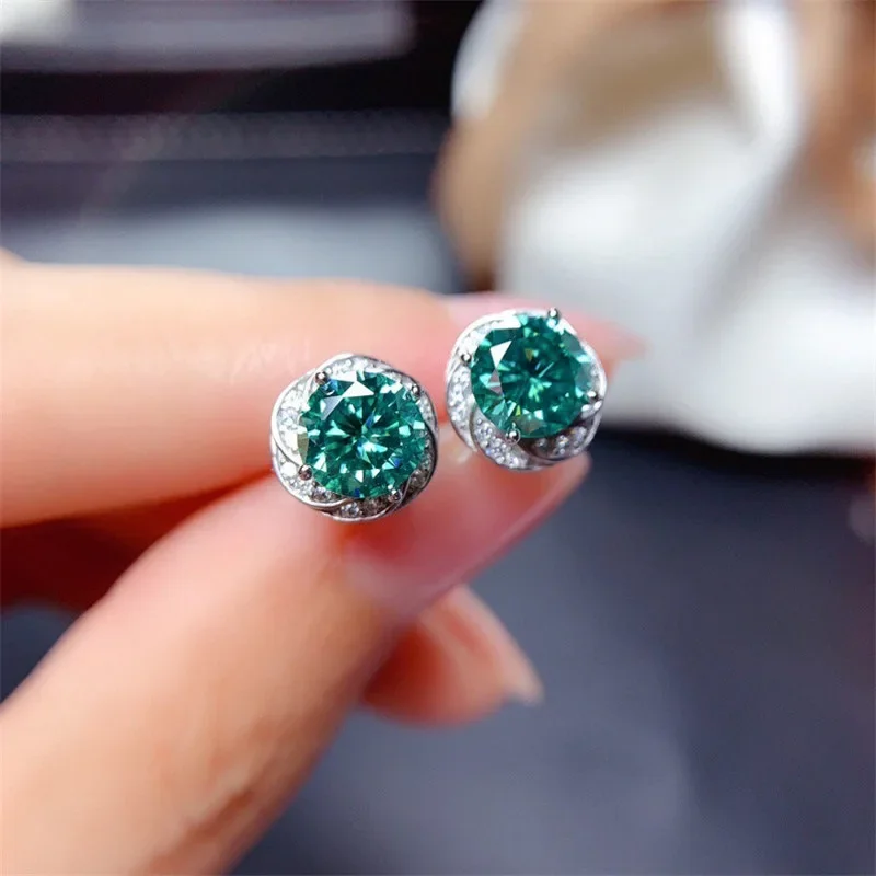 Green Zircon Flower Earrings for Women 3 Green Zircon Flower Earrings for Women - Image 3